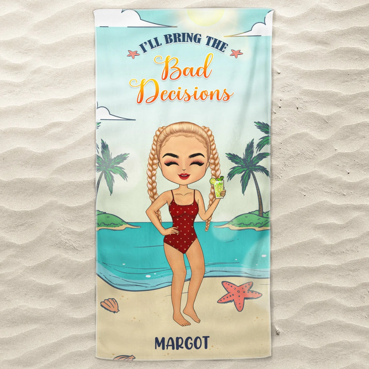 I'll Bring The Alcohol - Summer Gift For Yourself, BFF Besties, Friends, Sisters - Personalized Custom Beach Towel - Image 3