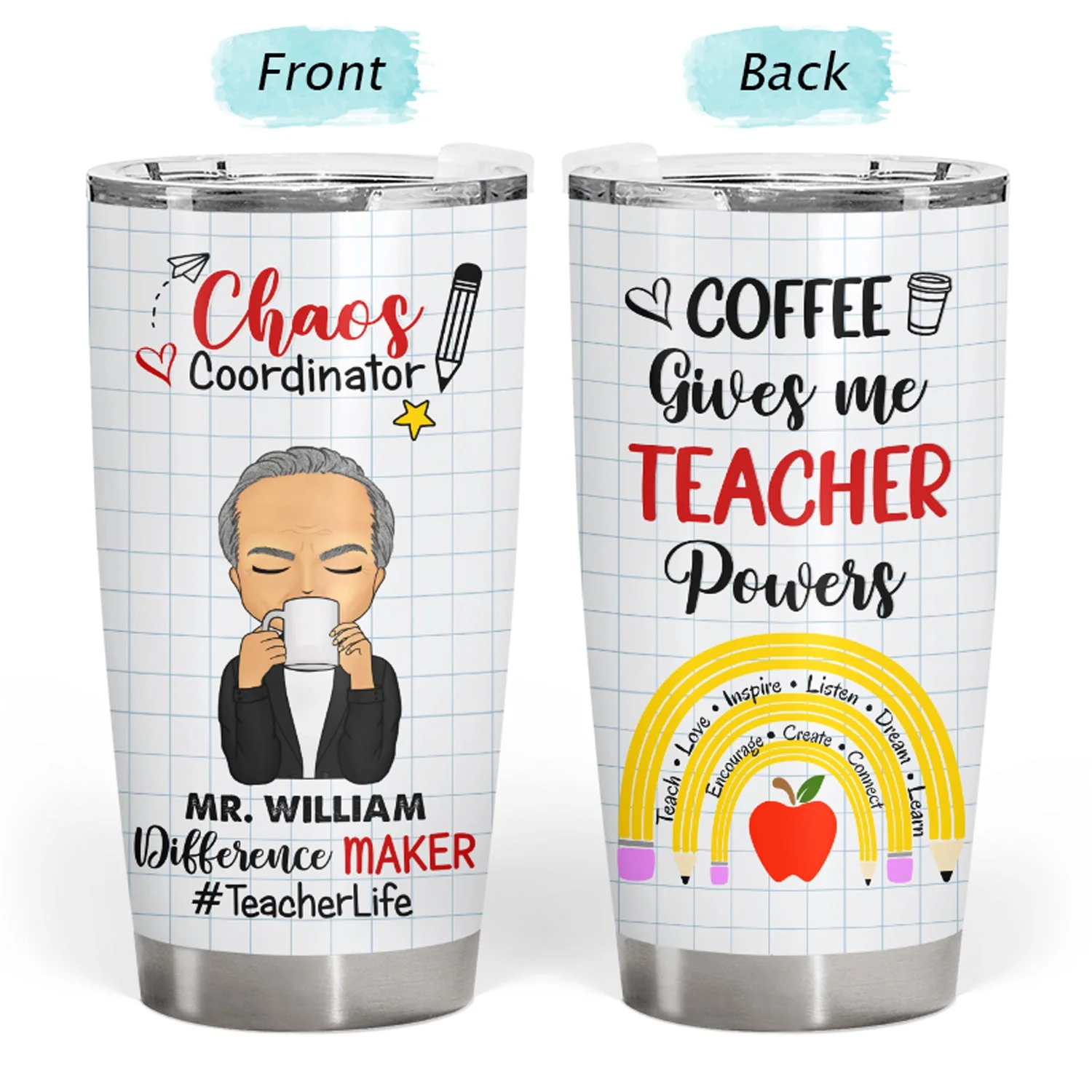 I'm A Teacher What's Your Superpower - Gift For Teachers - Personalized Custom Tumbler - Image 3