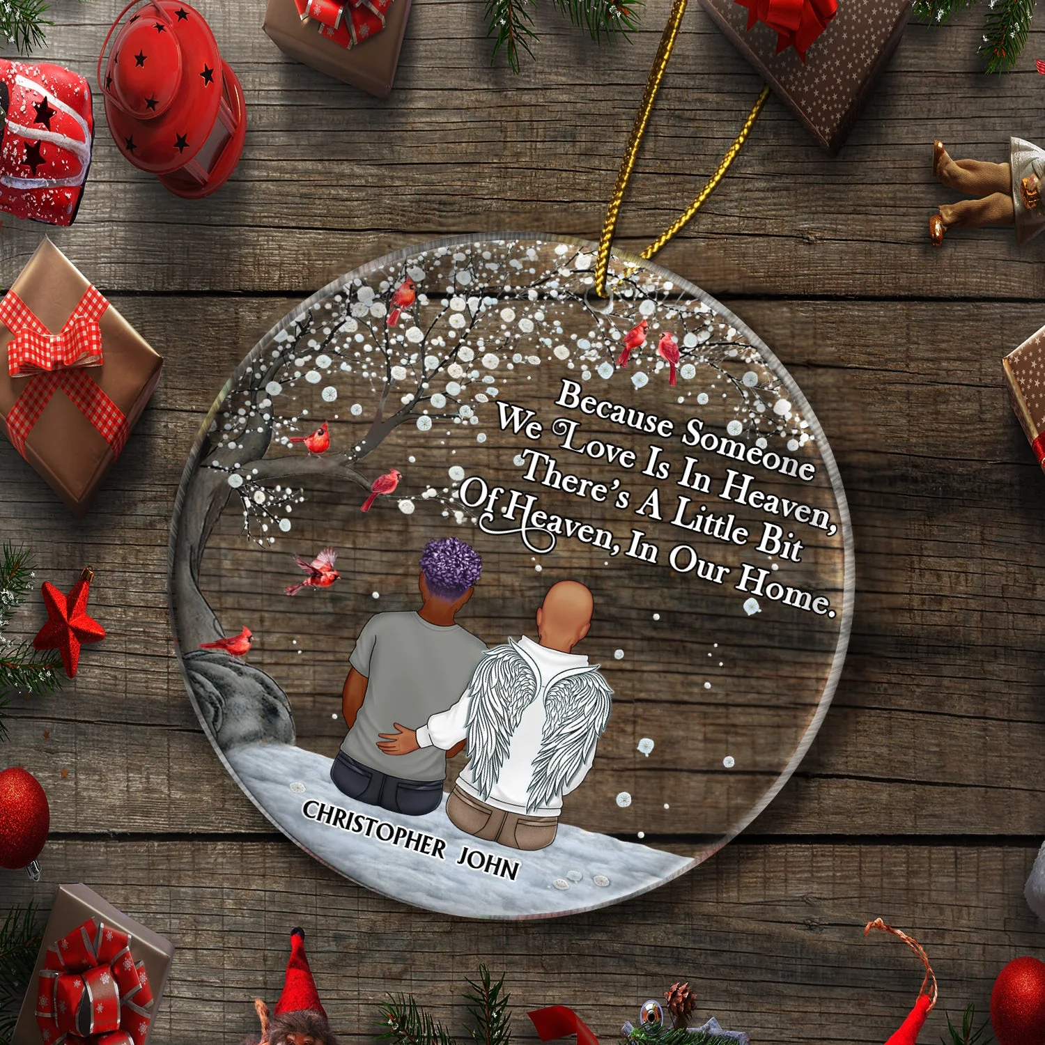 I'm Always With You - Christmas, Memorial Gift For Family, Friends - Personalized Circle Acrylic Ornament - Image 5