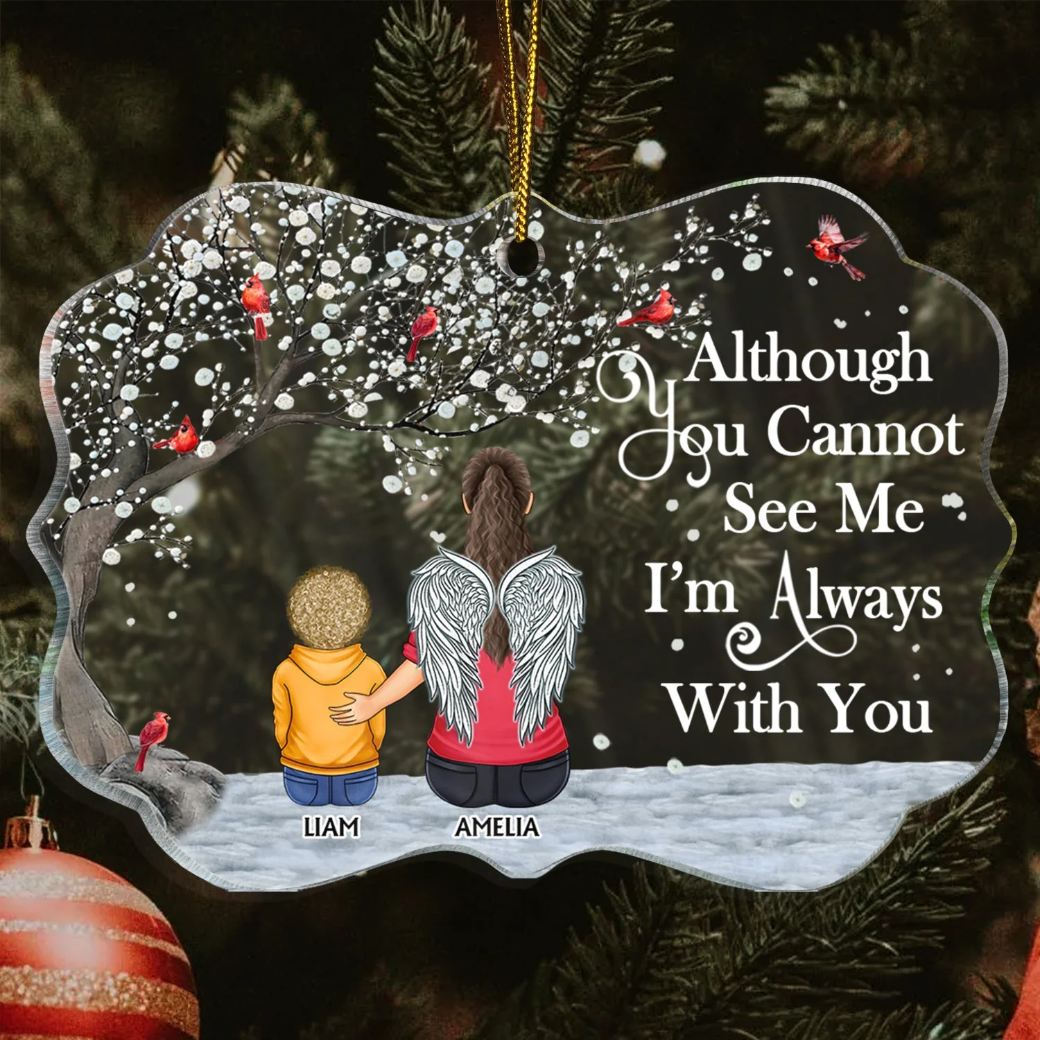 I'm Always With You - Christmas, Memorial Gift For Family, Friends - Personalized Medallion Acrylic Ornament - Image 3