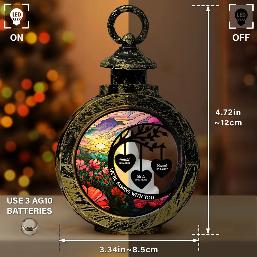 I'm Always With You Heart Memorial - Personalized Candlelight Lantern Ornament - Image 3