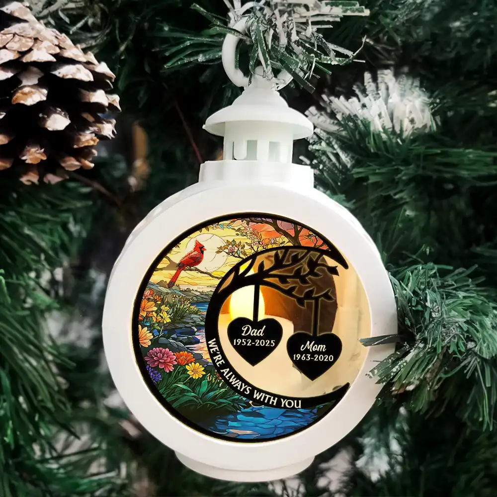 I'm Always With You Heart Memorial - Personalized Candlelight Lantern Ornament - Image 4