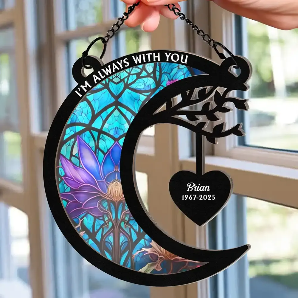 I'm Always With You Heart Memorial - Personalized Window Hanging Suncatcher Ornament - Image 2