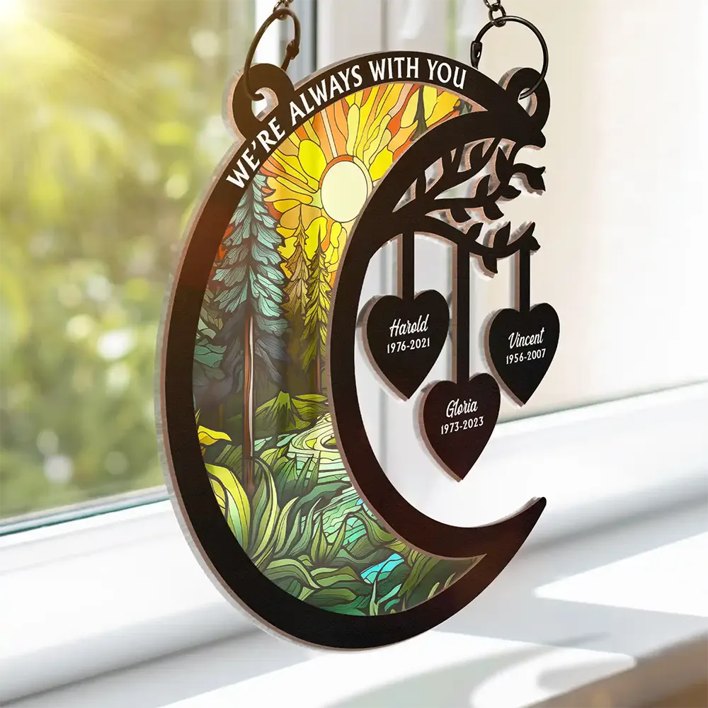 I'm Always With You Heart Memorial - Personalized Window Hanging Suncatcher Ornament - Image 3