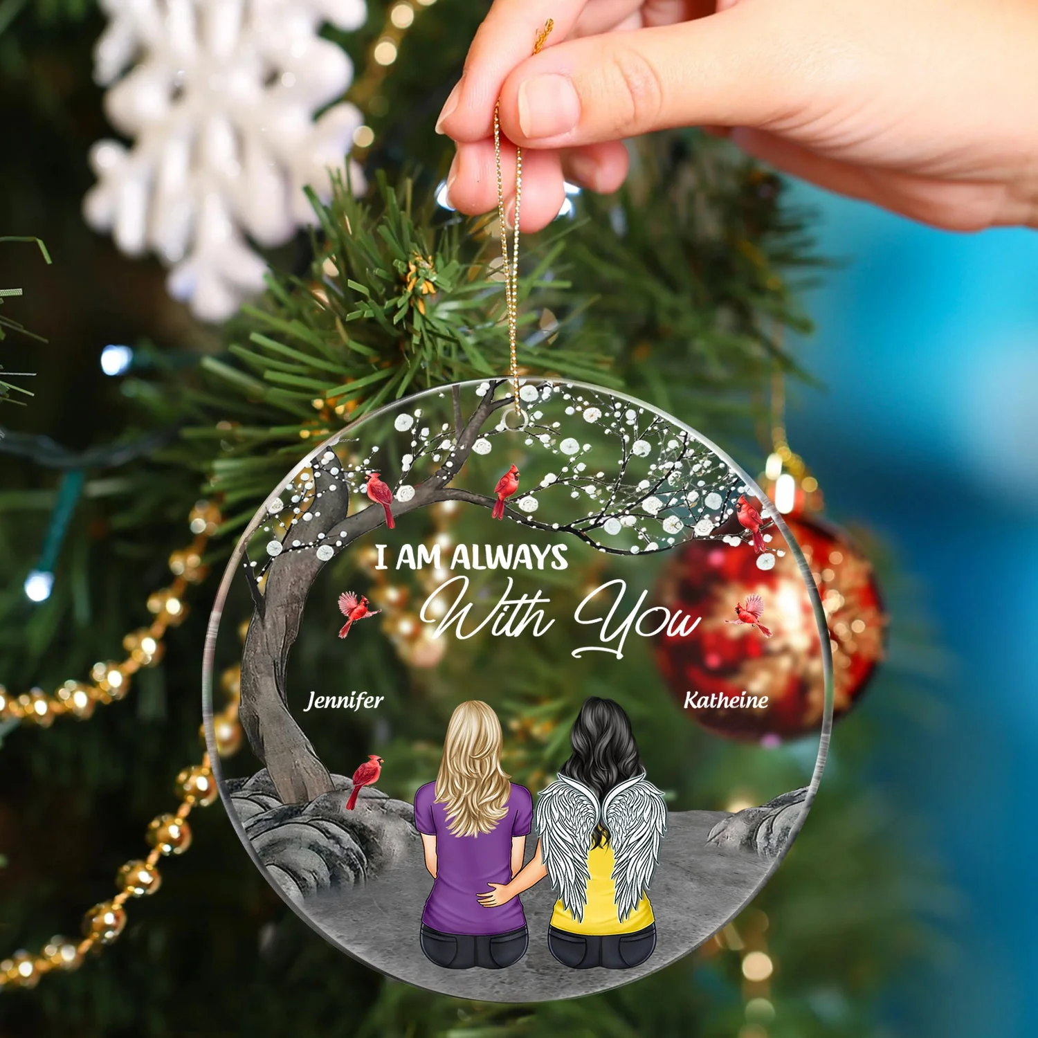 I'm Always With You - Sympathy Christmas Gift For Family - Personalized Circle Acrylic Ornament - Image 4