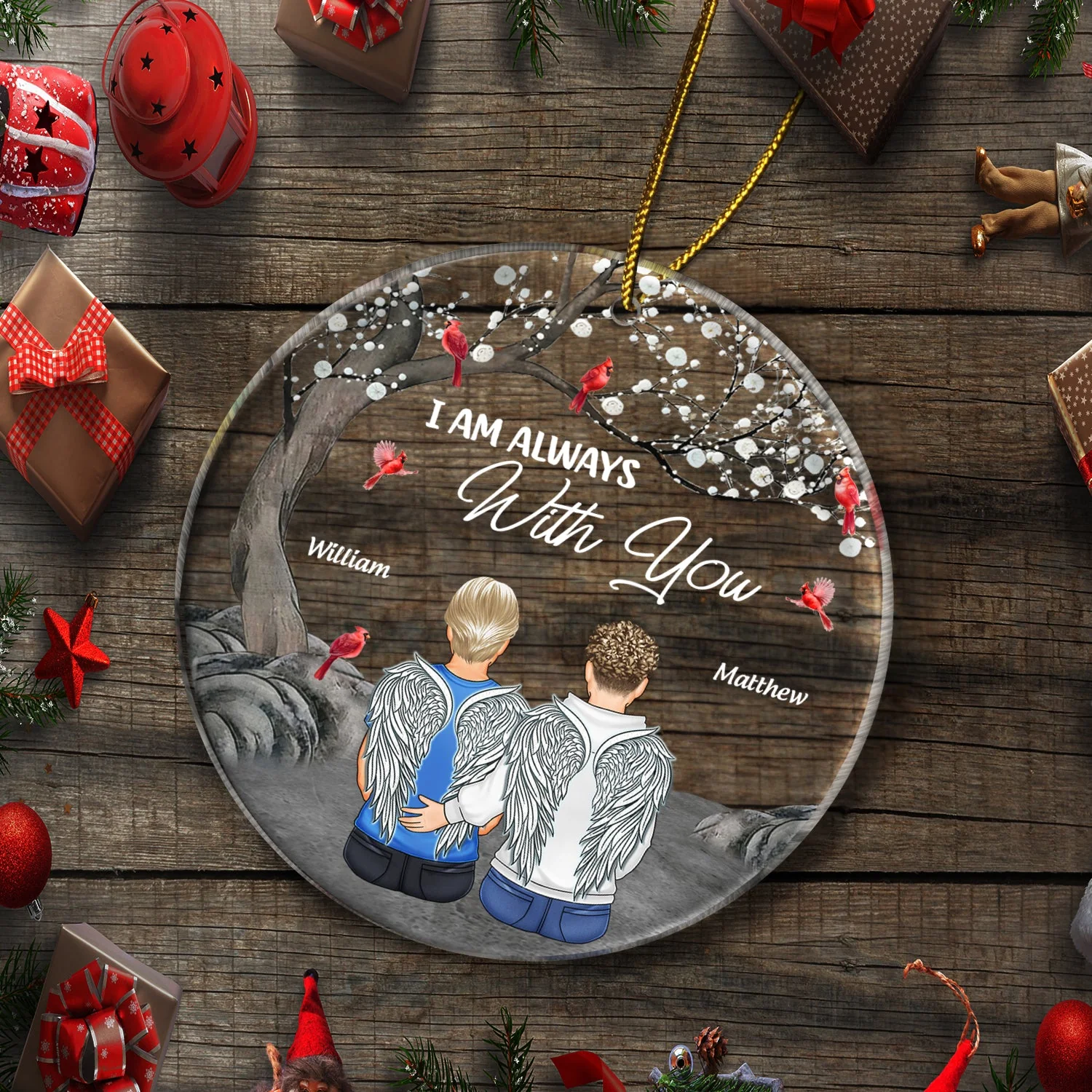 I'm Always With You - Sympathy Christmas Gift For Family - Personalized Circle Acrylic Ornament - Image 5
