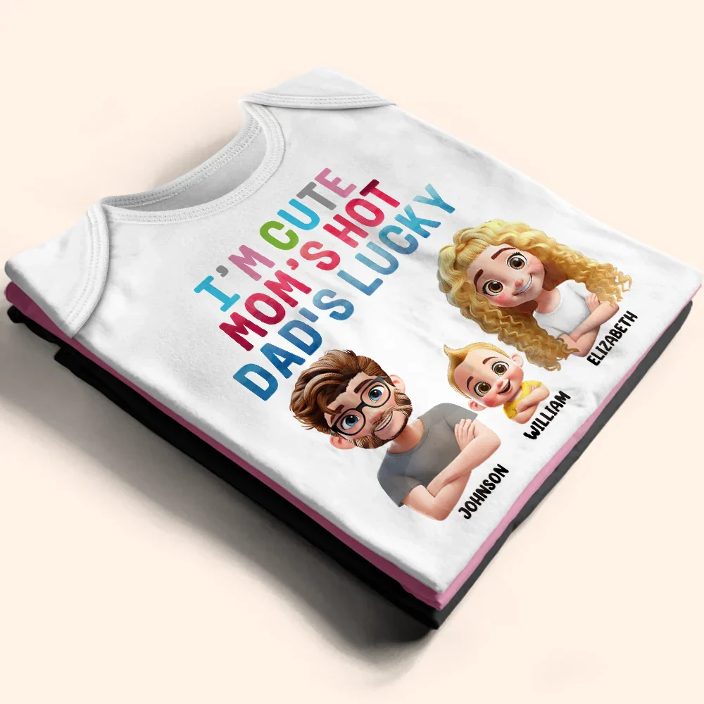 I'm Cute Mom's Hot Daddy's Lucky - Personalized Baby Onesie - Image 3