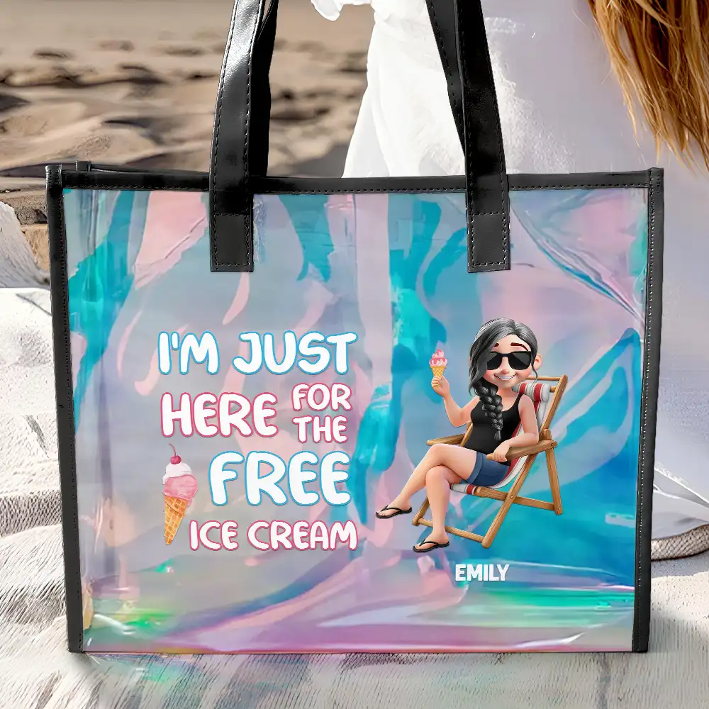 I'm Just Here For The Free Ice Cream - Personalized Holographic Tote - Image 3