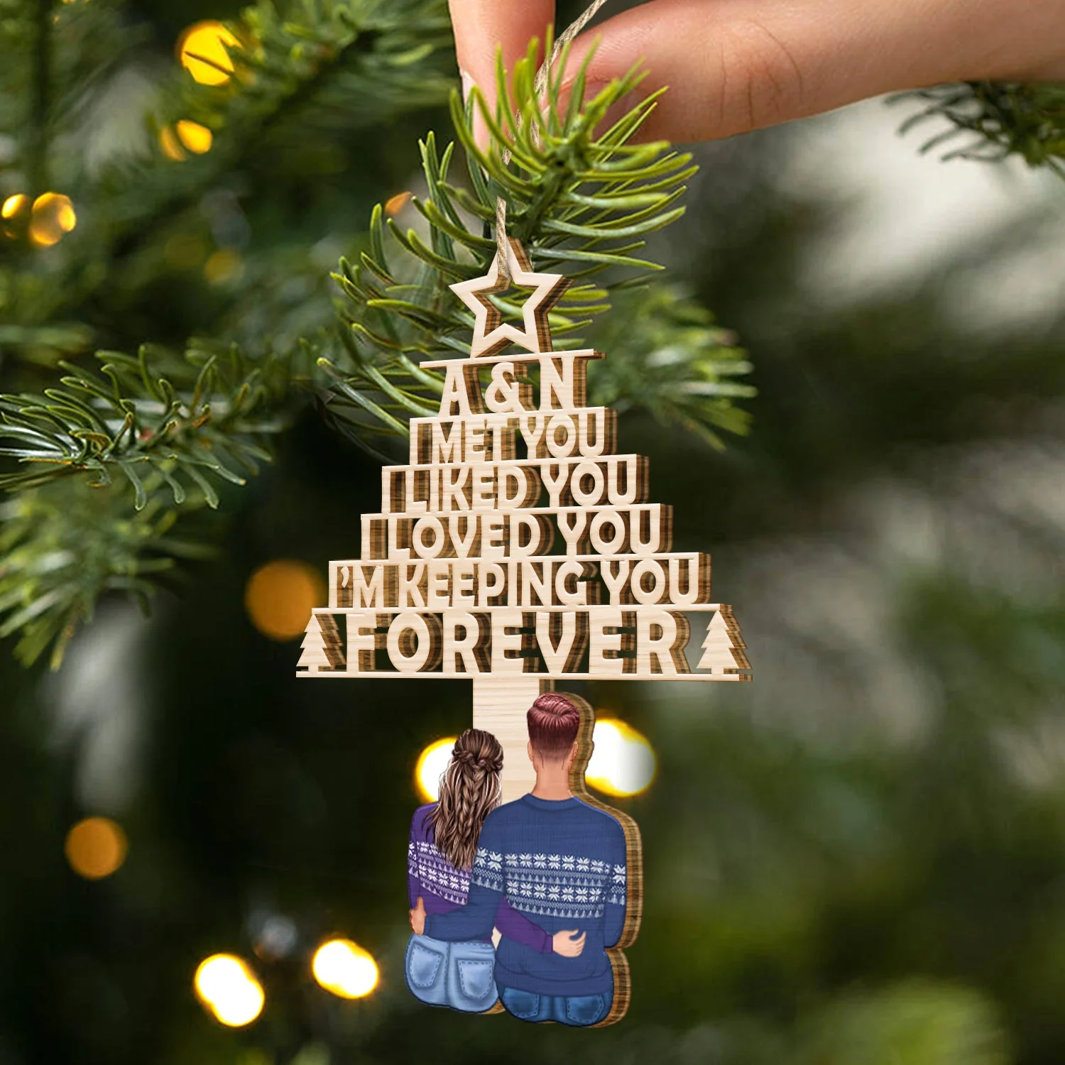 I'm Keeping You - Christmas Gift For Couple - Personalized Wooden Cutout Ornament - Image 2