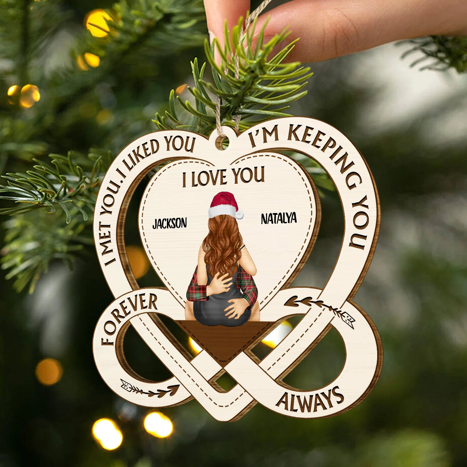 I'm Keeping You - Christmas Gift For Couples - Personalized Wooden Cutout Ornament - Image 2
