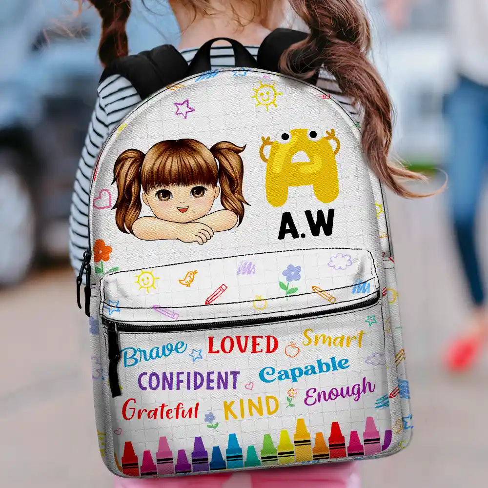 I'm Kind Loved Confident Alphabet - Personalized Canvas Backpack - Image 2