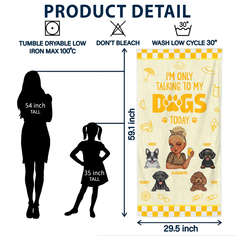 I'm Only Talking To My Dog Today - Personalized Beach Towel - Image 5