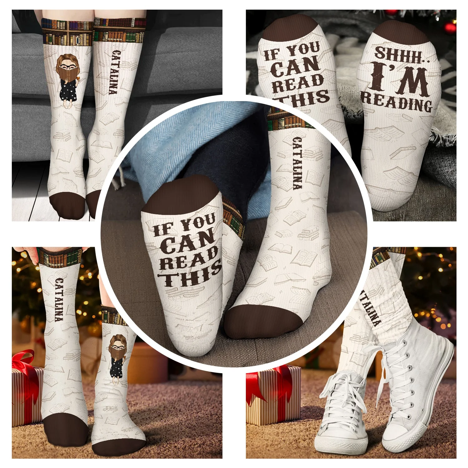 I'm Reading - Gift For Book Lovers - Personalized Socks - Image 4