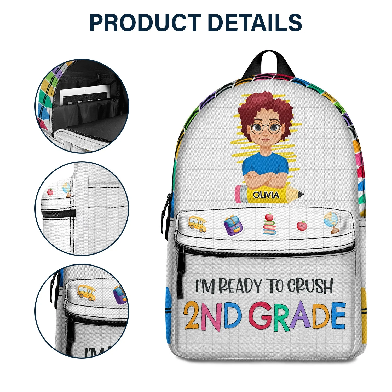 I'm Ready To Crush School - Gift For Kids, Back To School Gift - Personalized Canvas Backpack - Image 5