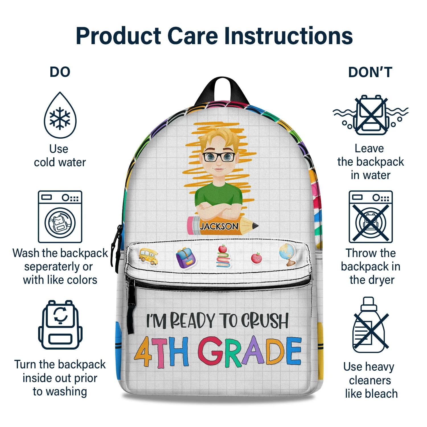 I'm Ready To Crush School - Gift For Kids, Back To School Gift - Personalized Canvas Backpack - Image 6
