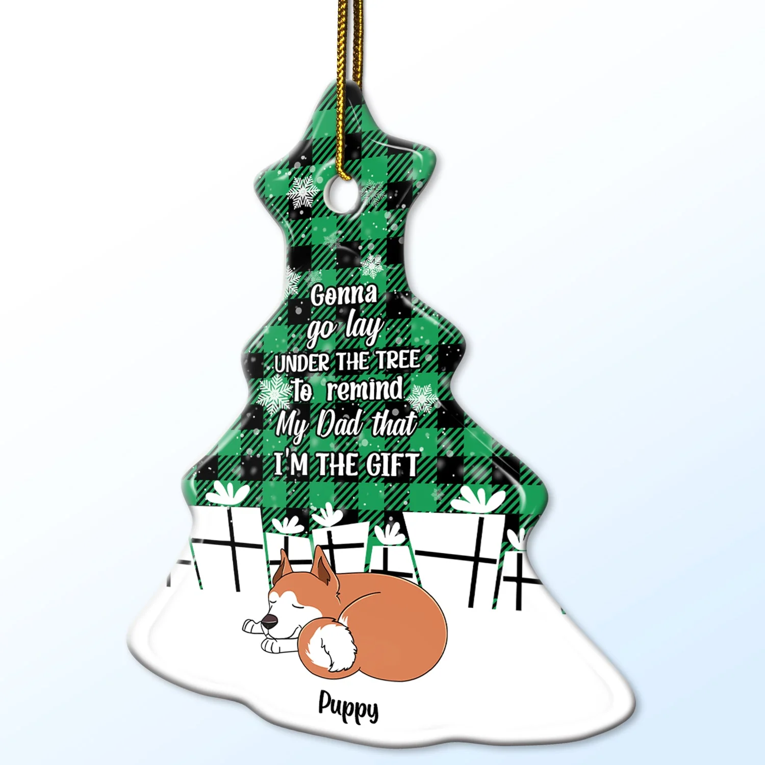 I'm The Gift - Christmas Gift For Dog Lovers - Personalized Tree Ceramic Ornament - Image 2