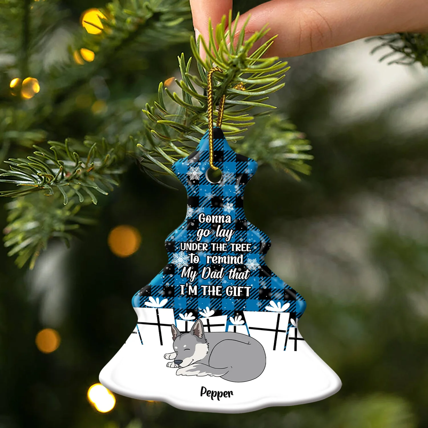 I'm The Gift - Christmas Gift For Dog Lovers - Personalized Tree Ceramic Ornament - Image 3