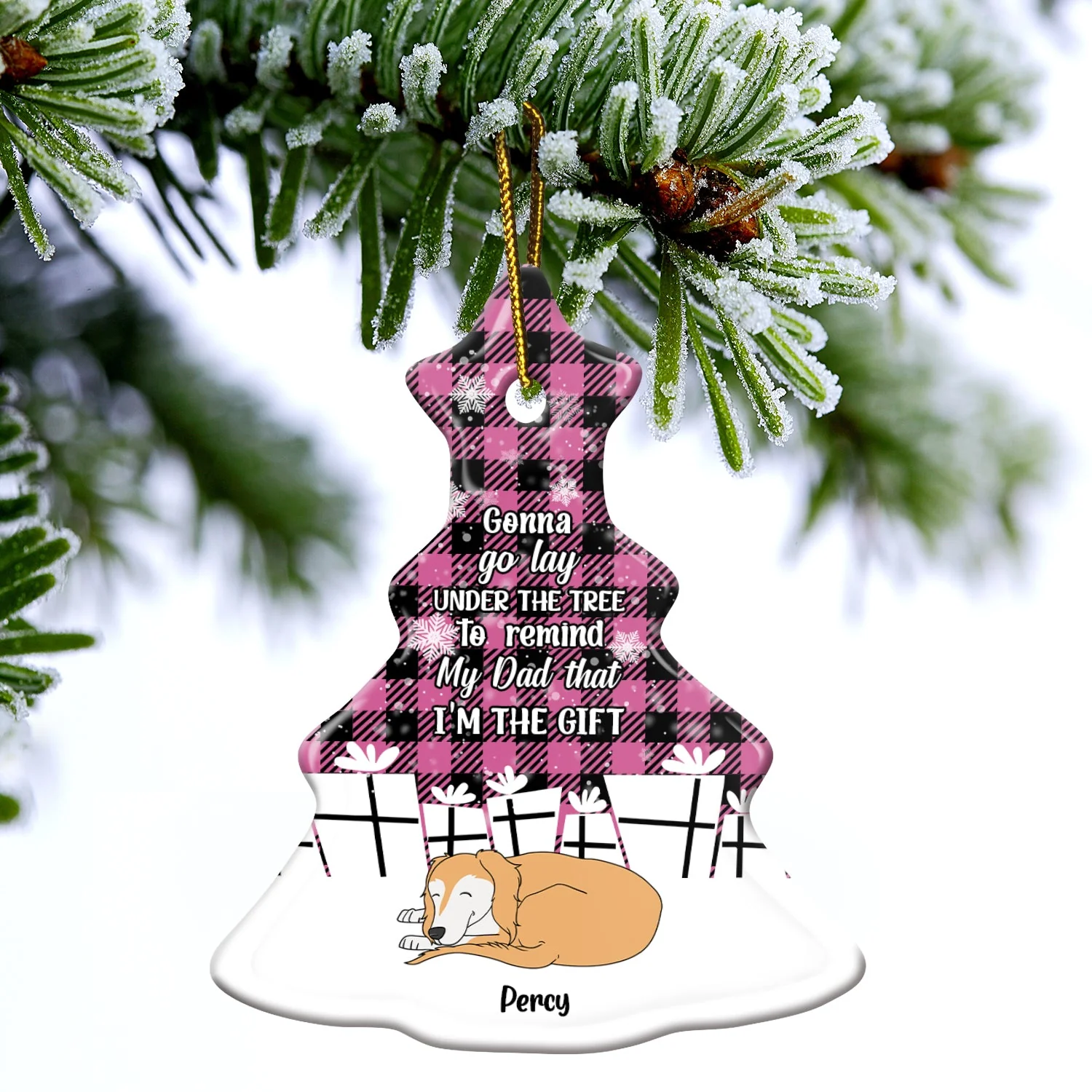 I'm The Gift - Christmas Gift For Dog Lovers - Personalized Tree Ceramic Ornament - Image 4