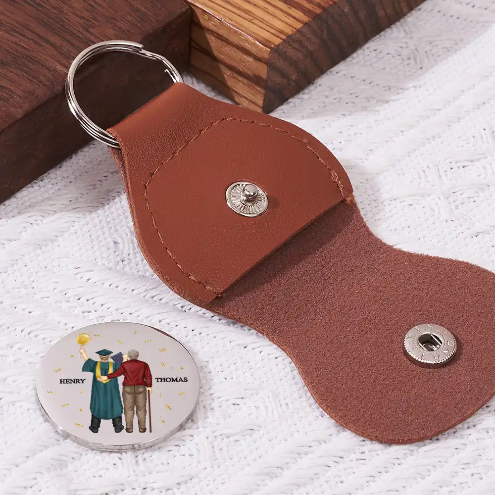 I'm Walking Beside You Graduation Memorial - Personalized Leather Pocket Hug - Image 2
