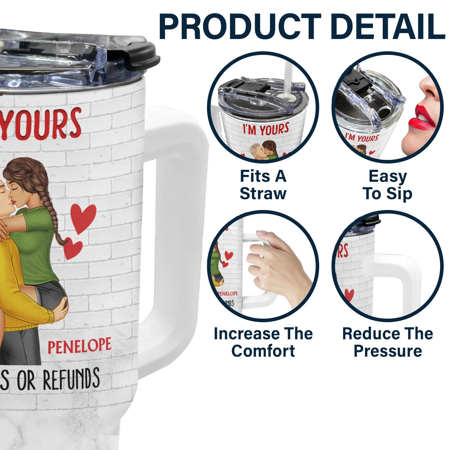 I'm Your No Returns Or Refunds - Gift For Couples - Personalized 40oz Tumbler With Straw - Image 5
