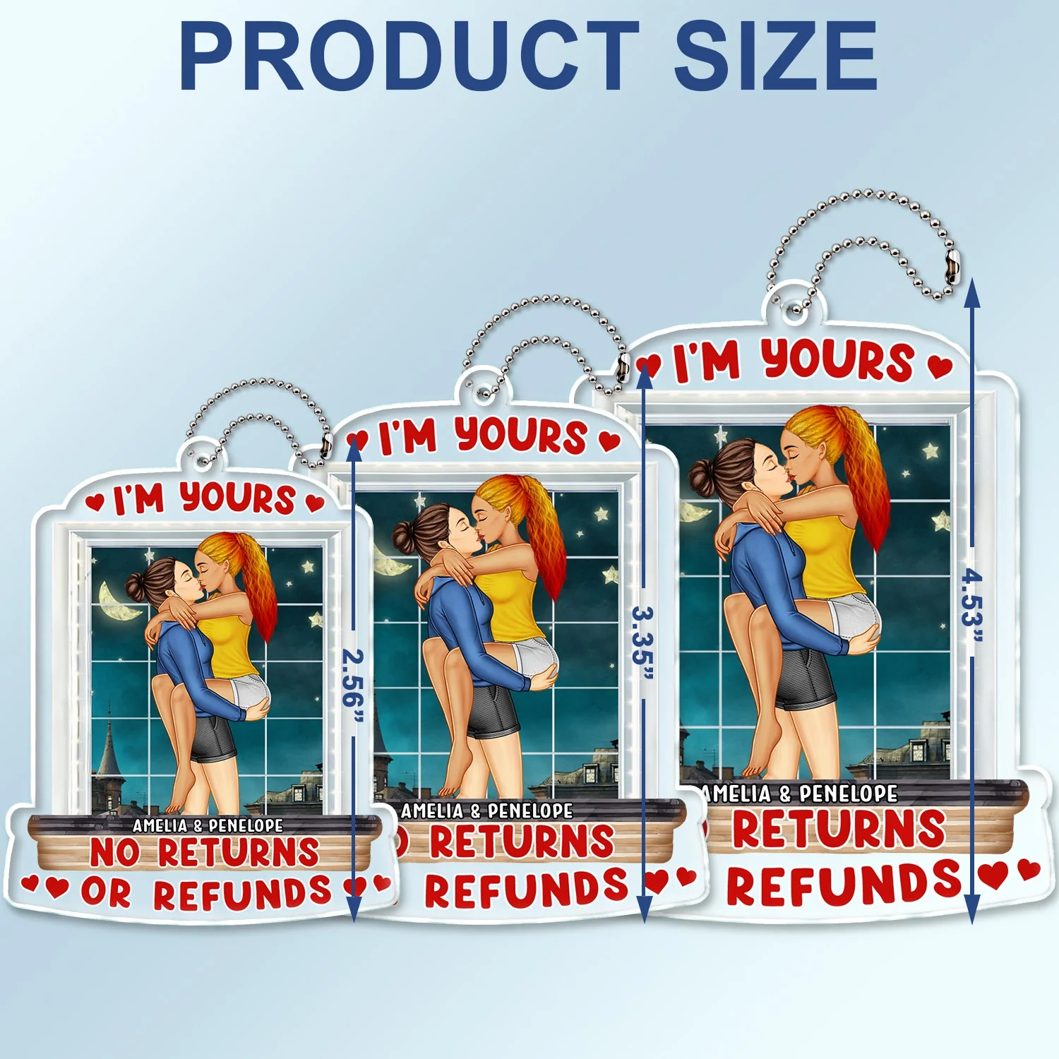 I'm Yours No Returns Or Refunds - Birthday, Anniversary Gift For Spouse, Husband, Wife, Couple - Personalized Acrylic Car Hanger - Image 4