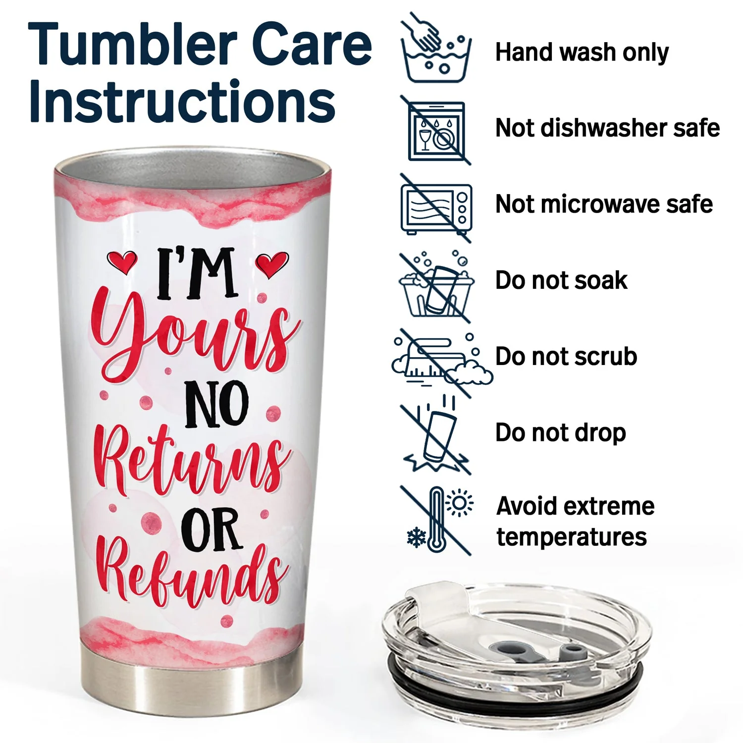 I'm Yours No Returns Or Refunds - Gift For Wife, Couples - Personalized Custom Tumbler - Image 5
