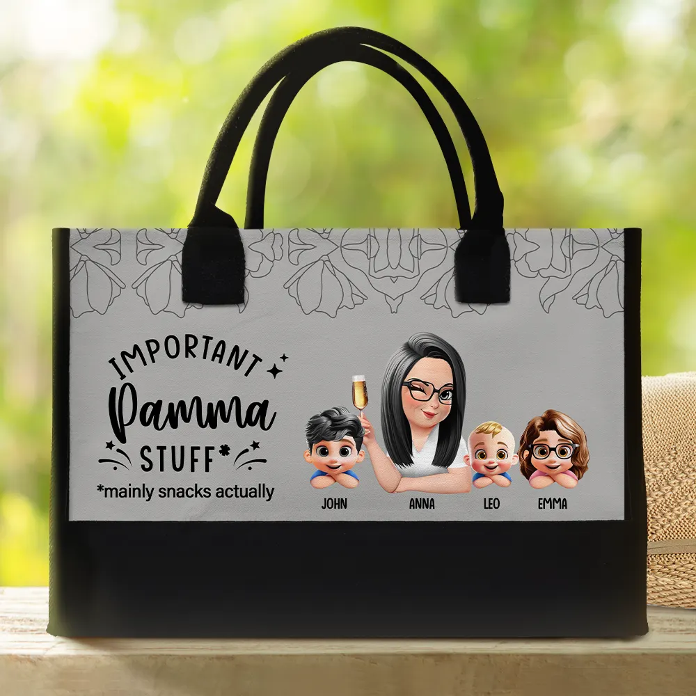 Important Grandma Stuff Mainly Snacks Actually 3D Effect - Personalized Canvas Tote Bag - Image 2
