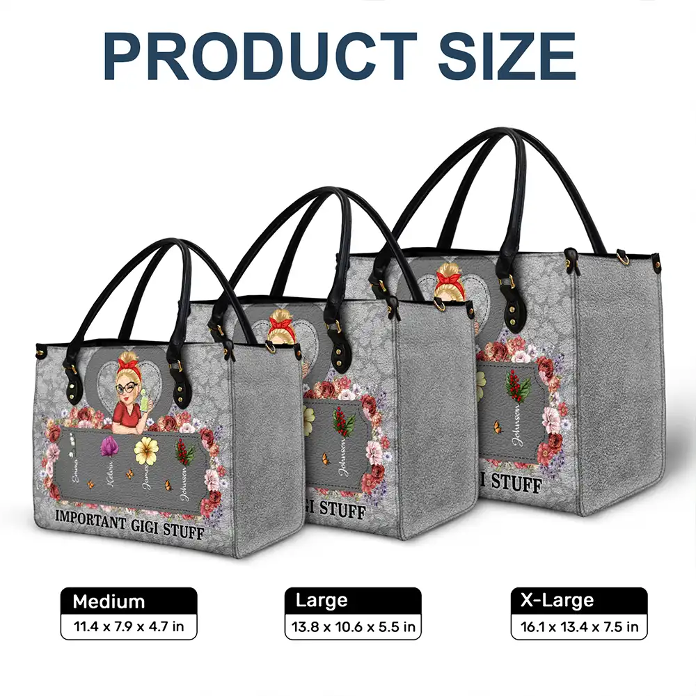 Important Nana Mom Stuff - Personalized Leather Bag - Image 6