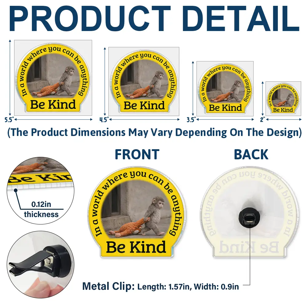 In A World Where You Can Be Anything Be Kind - Personalized Acrylic Car Vent Clip - Image 5