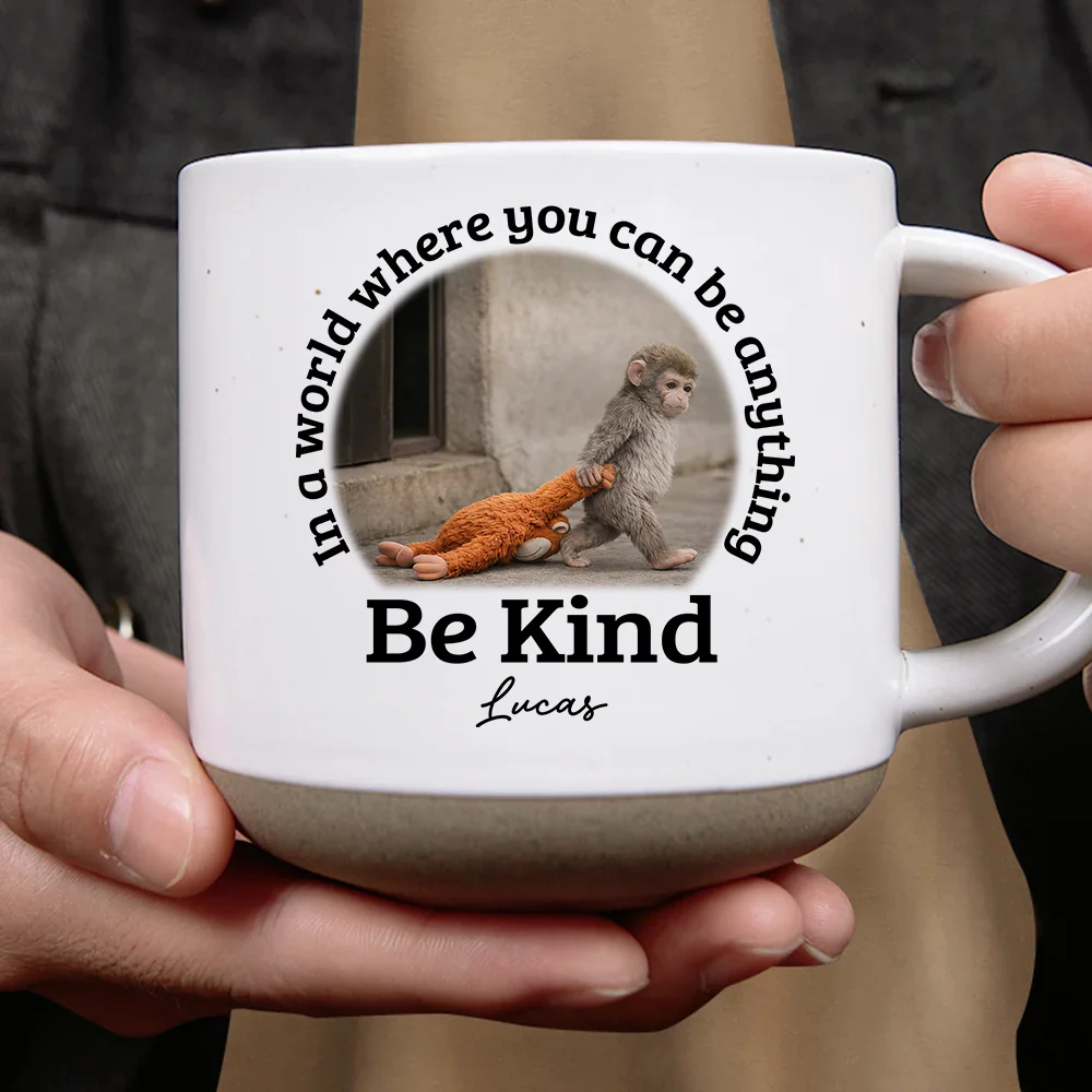 In A World Where You Can Be Anything Be Kind - Personalized Pottery Mug - Image 4