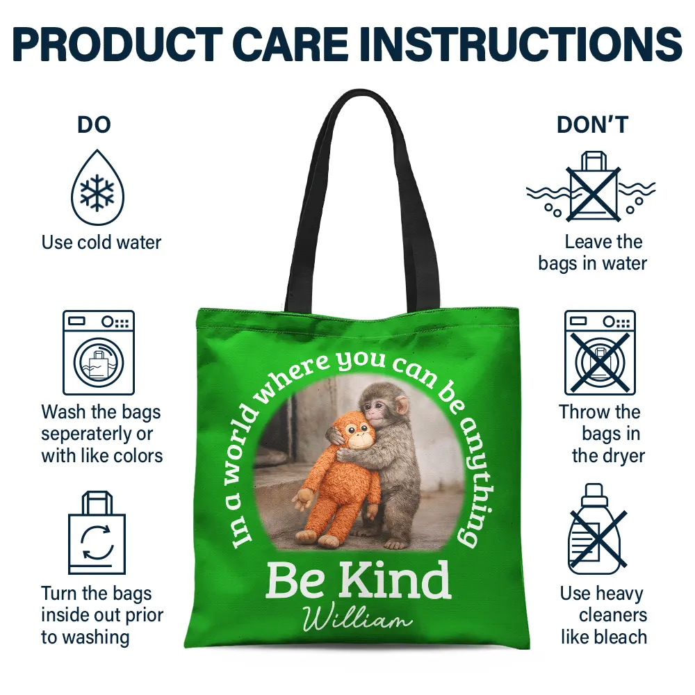 In A World Where You Can Be Anything Be Kind - Personalized Tote Bag - Image 6