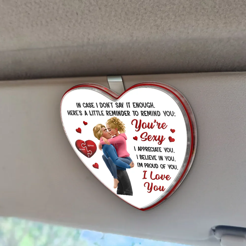 In Case I Don't Say It Enough 3D Kissing Couples - Personalized Custom Shaped Acrylic Car Visor Clip - Image 2