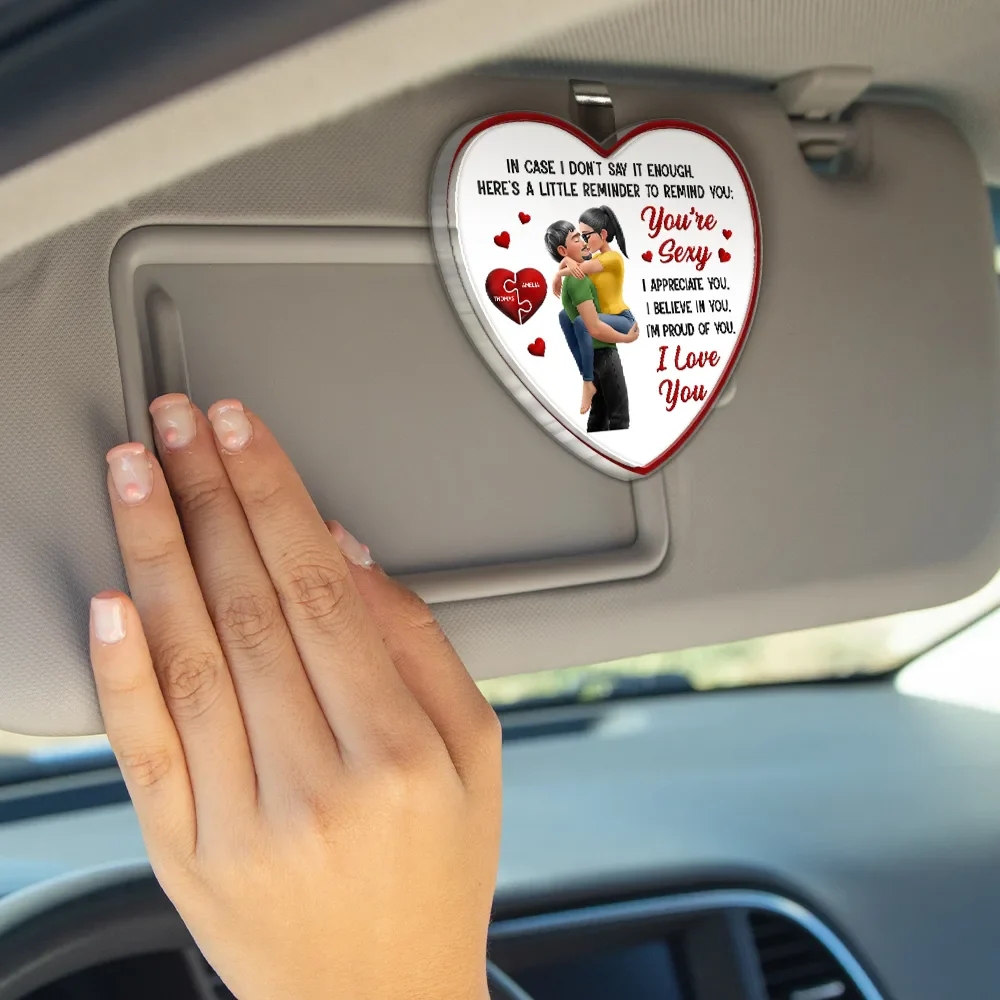 In Case I Don't Say It Enough 3D Kissing Couples - Personalized Custom Shaped Acrylic Car Visor Clip - Image 4