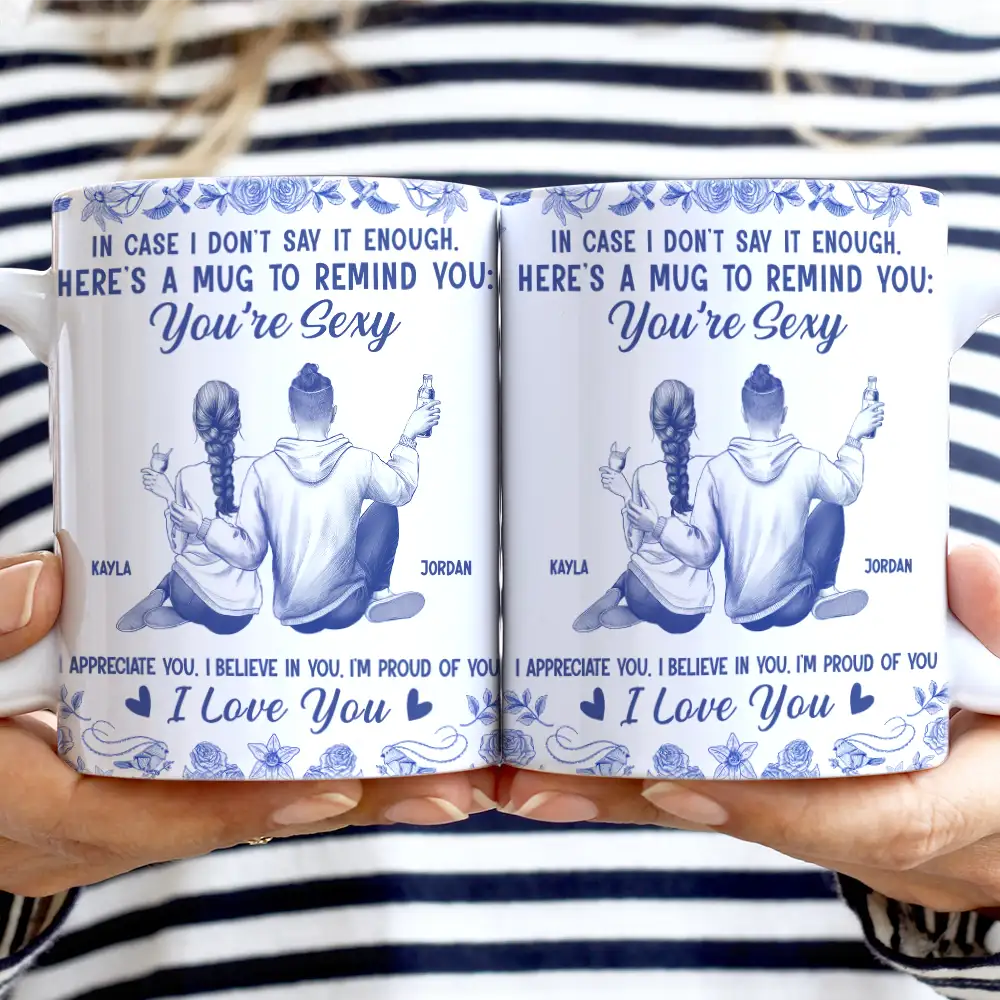 In Case I Don't Say It Enough Couples Toile - Personalized White Edge-to-Edge Mug - Image 2