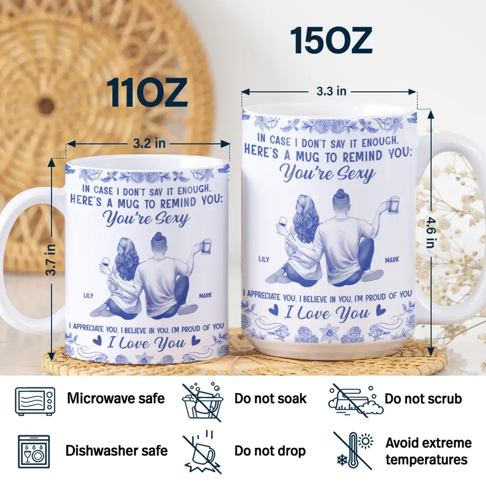 In Case I Don't Say It Enough Couples Toile - Personalized White Edge-to-Edge Mug - Image 5