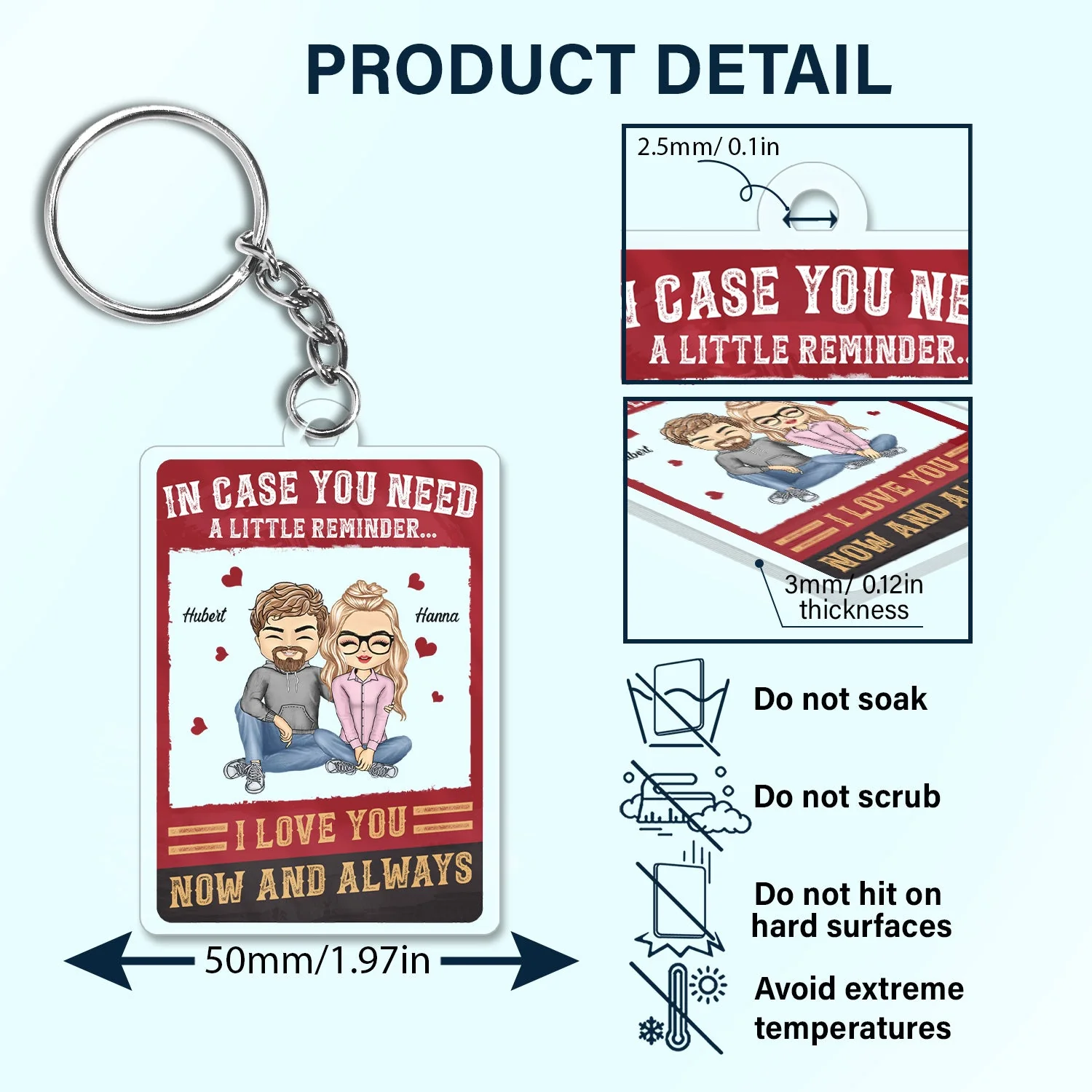 In Case You Need A Little Reminder Couple - Anniversary, Birthday Gift For Spouse, Husband, Wife, Boyfriend, Girlfriend - Personalized Custom Rectangle Acrylic Keychain - Image 5