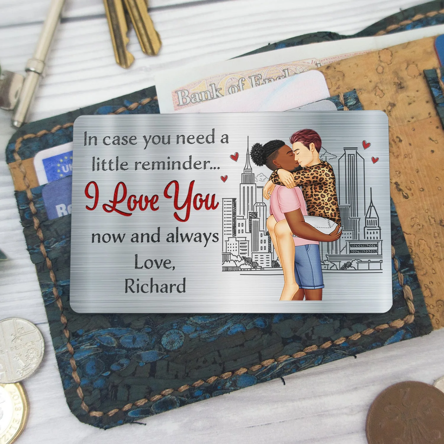 In Case You Need A Little Reminder - Gift For Couples, Husband, Wife - Personalized Aluminum Wallet Card - Image 5