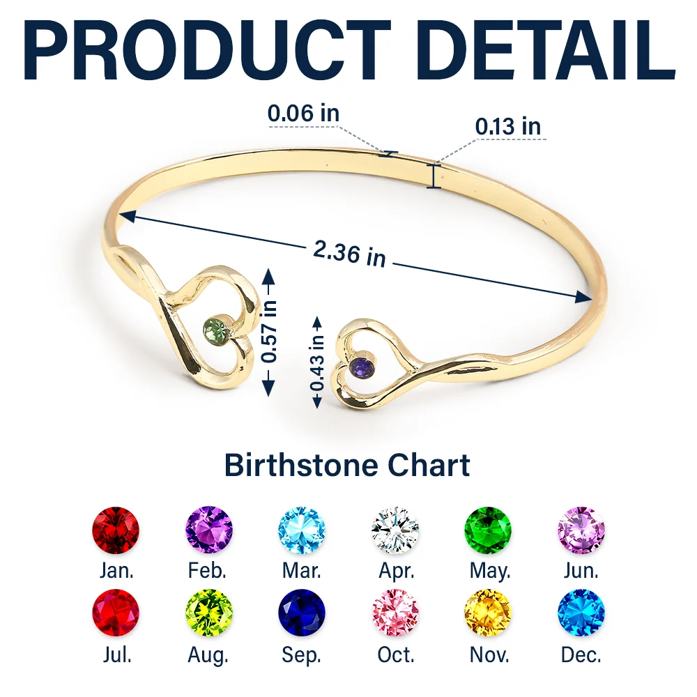 In Case You Need A Little Reminder - Personalized Gem Heart Cuff Bracelet - Image 5