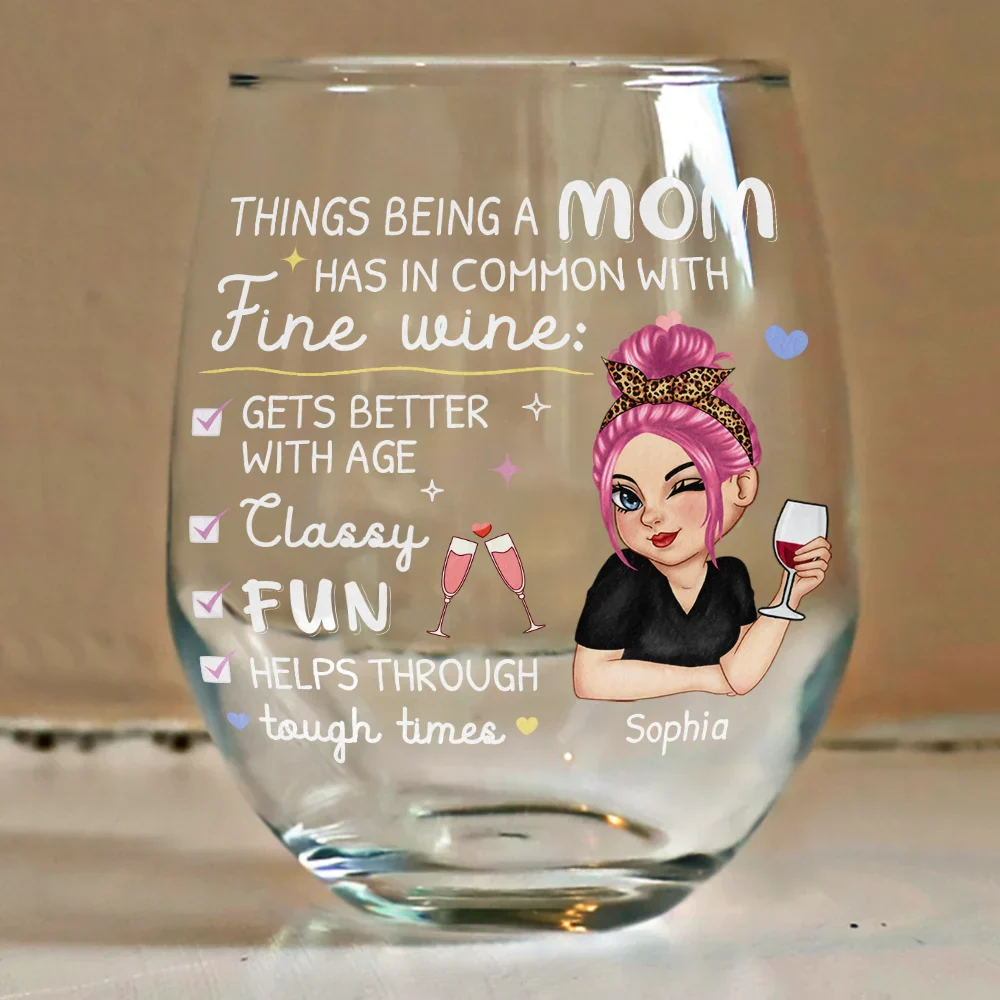 In Common With Fine Wine - Personalized Stemless Wine Glass - Image 4