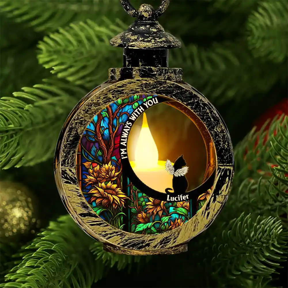 In Loving Memory Black Dogs Cats Memorial - Personalized Candlelight Lantern Ornament - Image 2