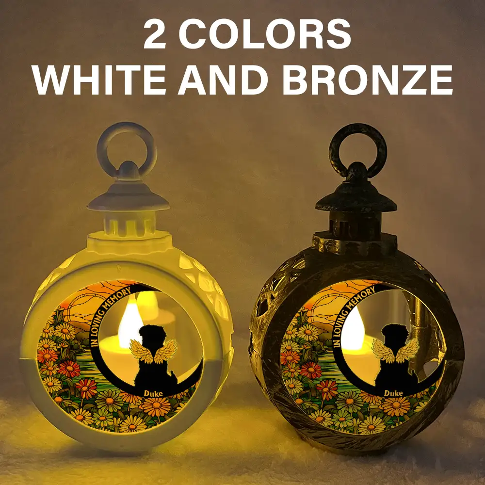 In Loving Memory Black Dogs Cats Memorial - Personalized Candlelight Lantern Ornament - Image 5