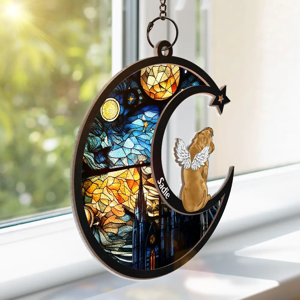 In Loving Memory Dog Cat Memorial - Personalized Window Hanging Suncatcher Ornament - Image 3