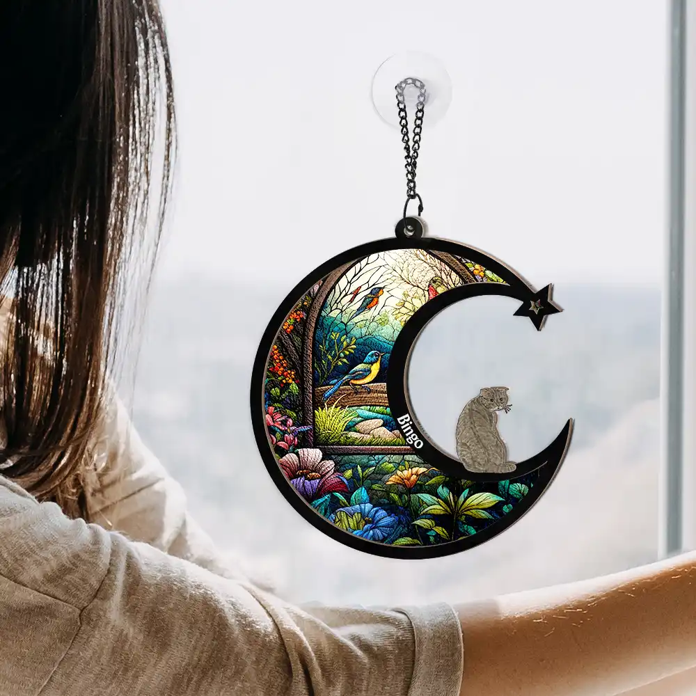 In Loving Memory Dog Cat Memorial - Personalized Window Hanging Suncatcher Ornament - Image 4