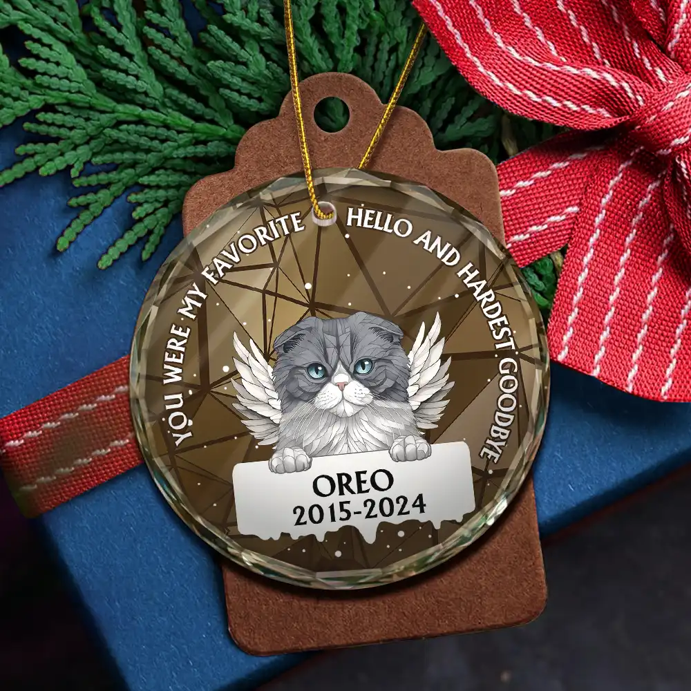 In Loving Memory Memorial Dog Cat Stained Glass - Personalized Circle Glass Ornament - Image 5