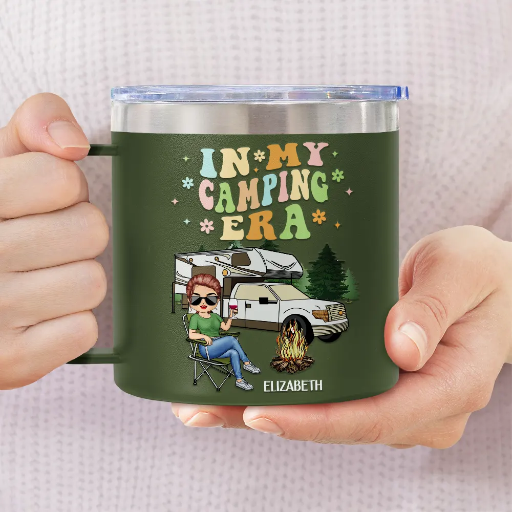 In My Camping Era - Personalized 14oz Stainless Steel Tumbler With Handle - Image 3