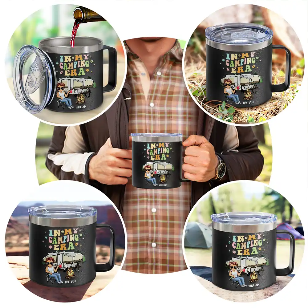 In My Camping Era - Personalized 14oz Stainless Steel Tumbler With Handle - Image 5