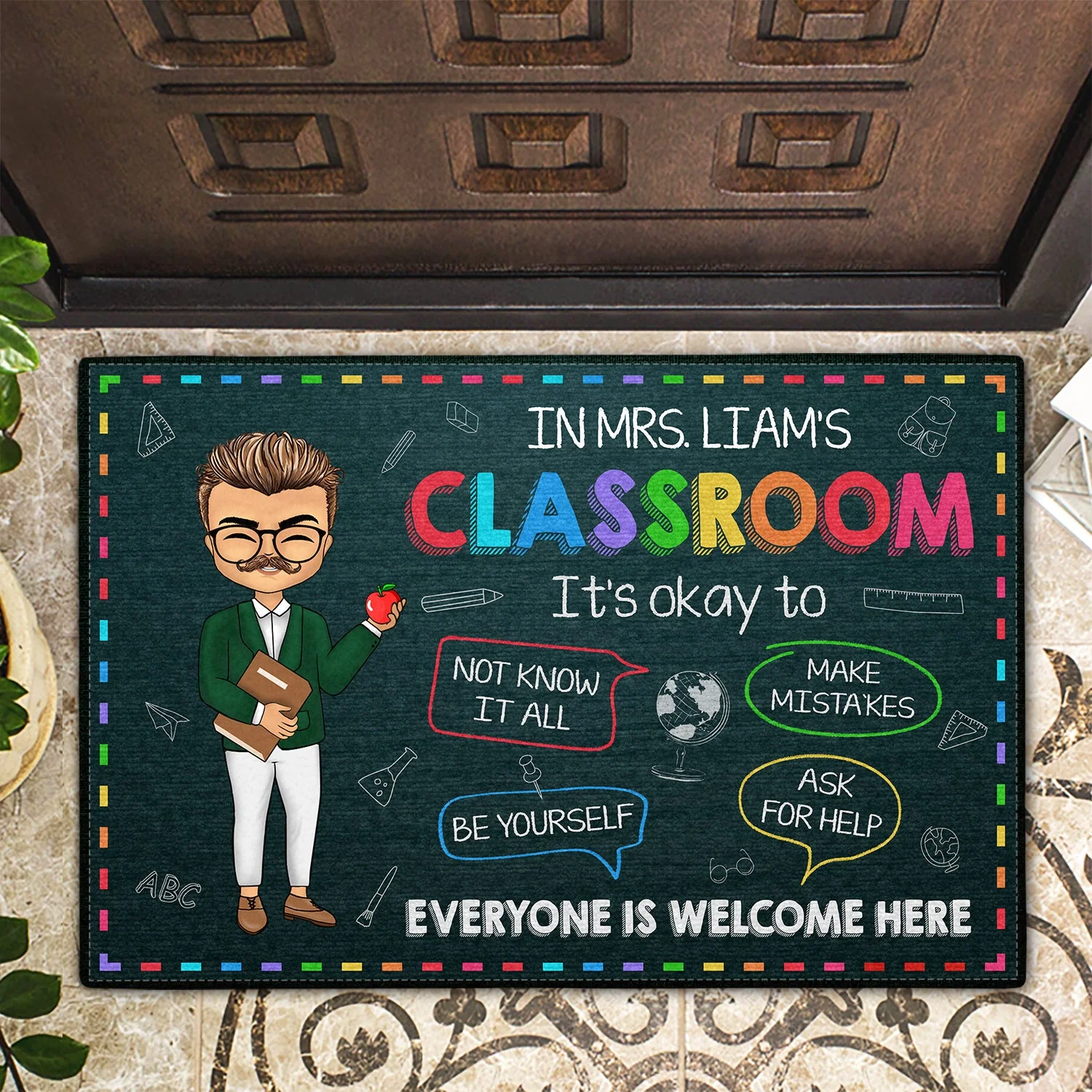 In This Classroom It's Okay To - Gift For Teacher - Personalized Doormat - Image 2