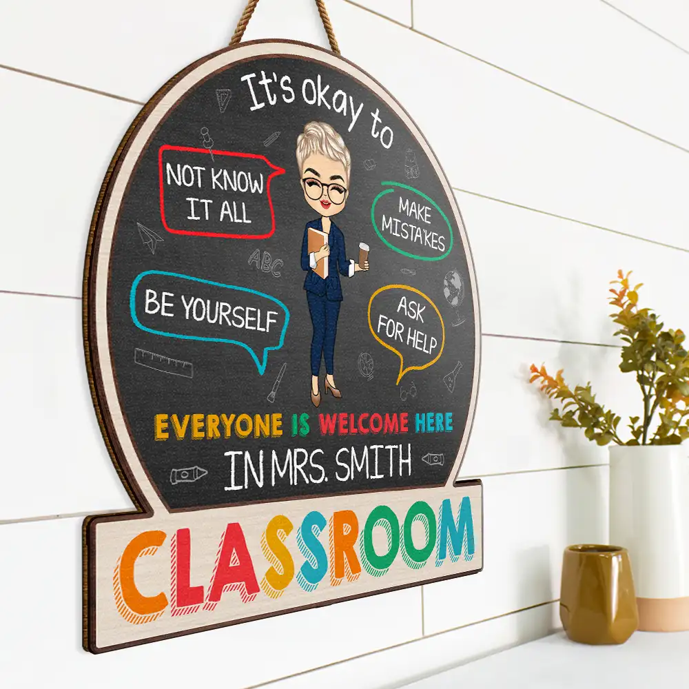 In This Classroom It's Okay To - Personalized Custom Shaped Wood Sign - Image 2