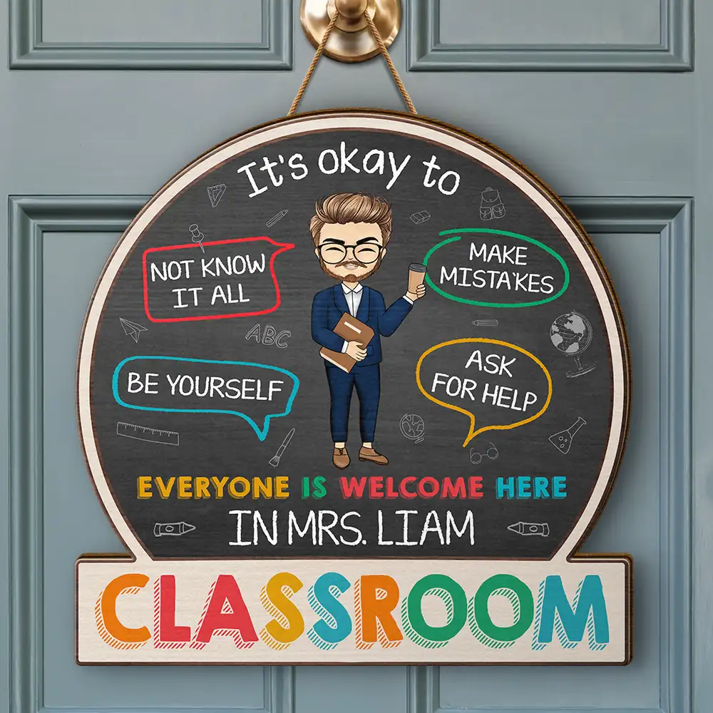 In This Classroom It's Okay To - Personalized Custom Shaped Wood Sign - Image 3