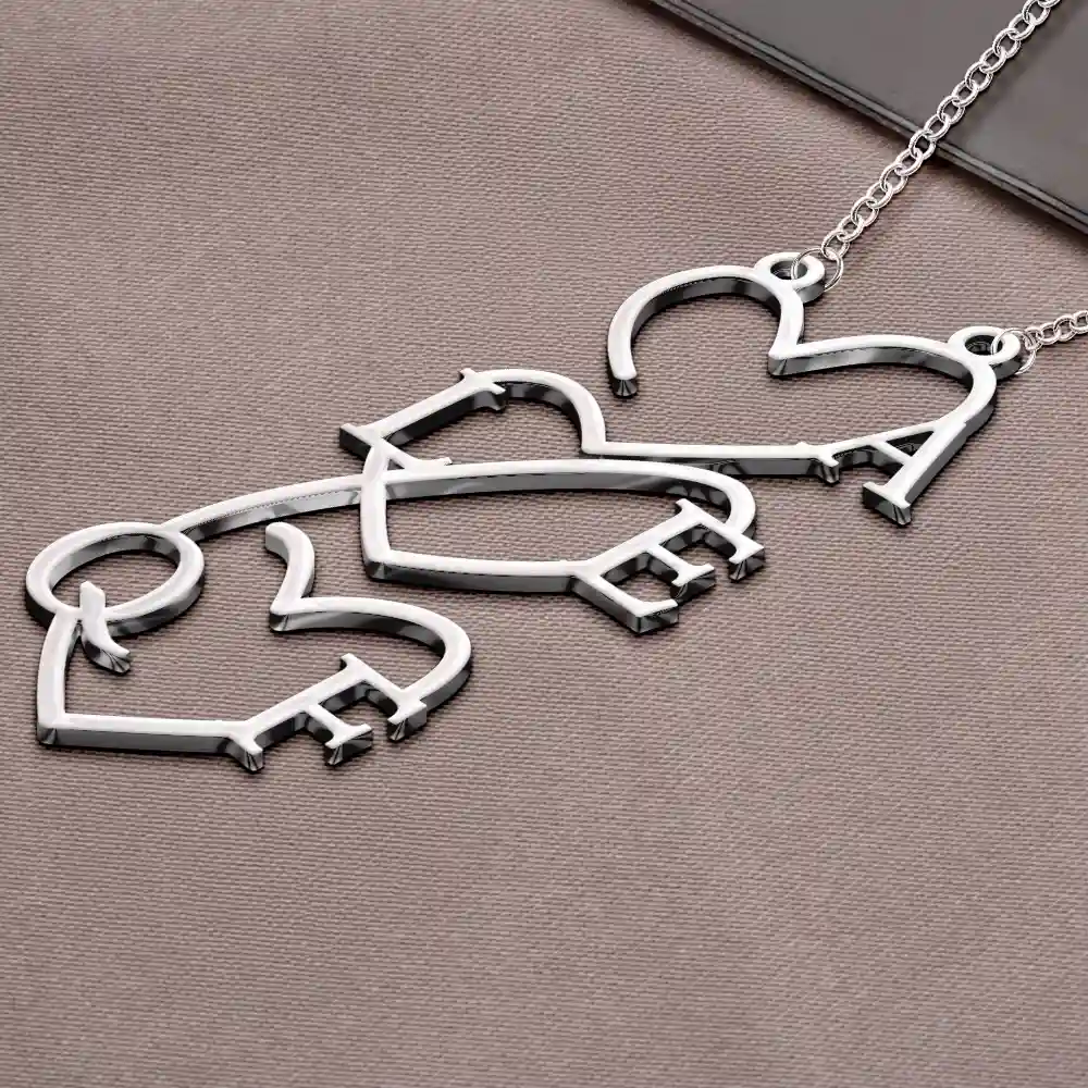Initials Sign Name Family Together - Personalized Letter Necklace - Image 4